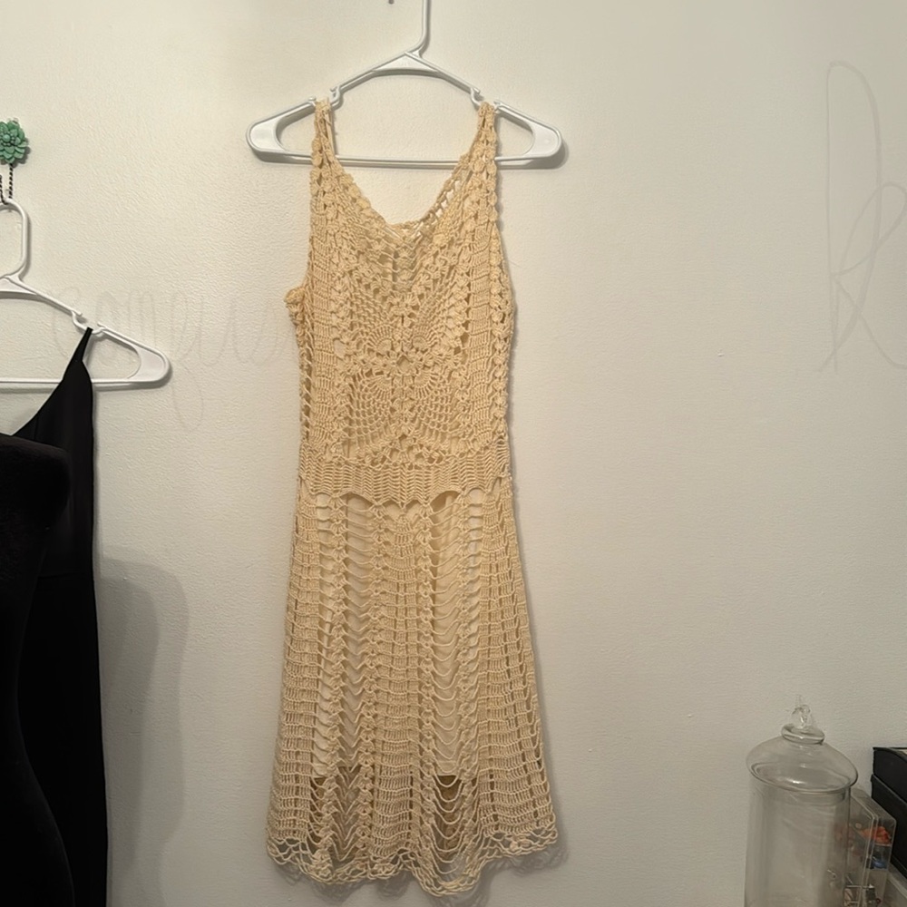 FREE PEOPLE Crochet Dress with slip Small